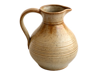 Earthenware jug with handle and spout isolated on a transparent background pottery ceramic