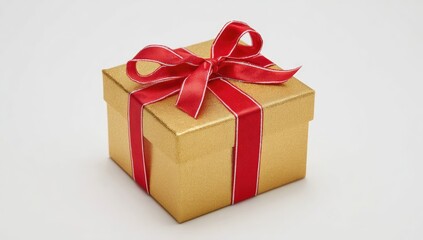Obraz premium Gold gift box with red ribbon (9)