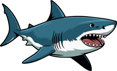 Obraz premium Clean and modern vector great white shark vector illustration predatory sea animal ocean wildlife danger