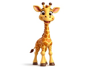 Obraz premium Cartoon giraffe, happy and smiling