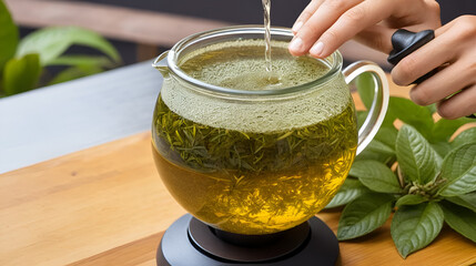 Water served into steaming yerba mate infusion