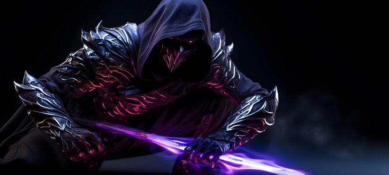 A photo of a scorpion monster knight, hooded cloak,generative AI