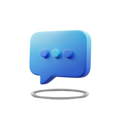 Modern 3D Blue Speech Bubble Icon Symbolizing Online Messaging and Virtual Communication,transparent background
