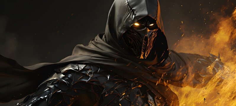 A photo of a scorpion monster knight, hooded cloak,generative AI