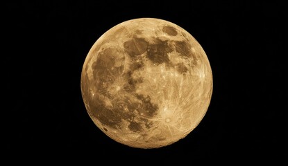 Full, golden moon against a black sky