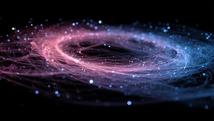 Obraz premium Abstract swirling vortex of pink and blue particles