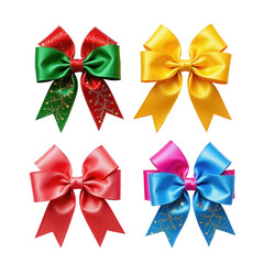 Colorful Decorative Bows in Red, Green, Yellow, Pink, and Blue