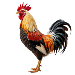 Fototapeta premium Vibrant Rooster Displaying Colorful Feathers and Majestic Stance