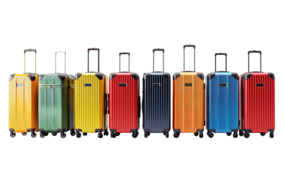 various travel suitcase, luggage trolley bags in different colours