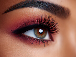 Fototapeta premium makeup eye lashes beauty cosmetic macro face closeup of open eye with perfect eyeshadow
