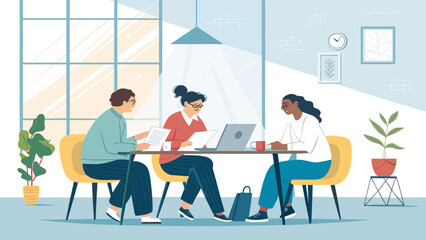 Diverse professionals collaborate in a bright, modern office, engaged in a productive meeting. Ideal for concepts like teamwork, innovation, and business strategy.