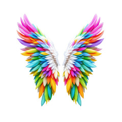 Obraz premium Colorful Feathered Wings with Vibrant Shades and Patterns