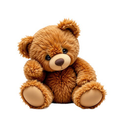 Adorable Soft Brown Teddy Bear Sitting on a Transparent background