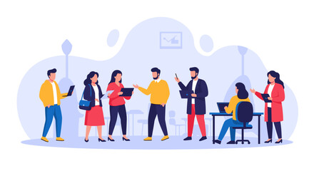 A diverse business team collaborates in a modern office, discussing strategies and ideas. Perfect for themes of teamwork, innovation, and professional development.