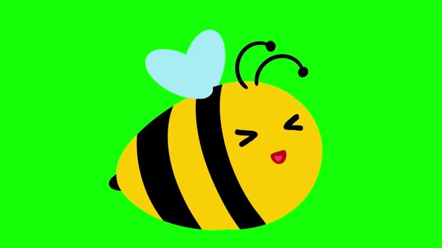 Cute bee flying with love, looping animation