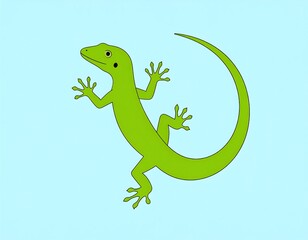 Cartoon lizard on light blue background