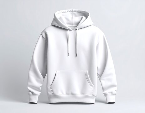 Blank white hoodie mockup front view, perfect for custom apparel design and branding