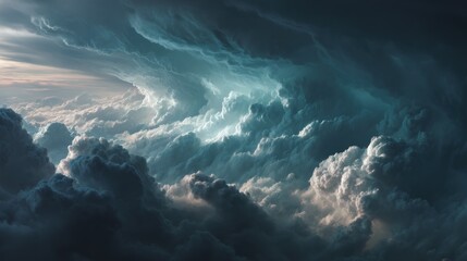 Fototapeta premium Majestic Cloudscape: An ethereal view of dramatic and dynamic storm clouds