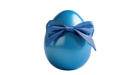 a blue egg with a bow on top