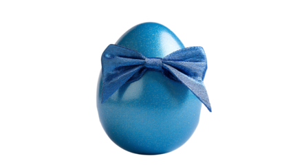 a blue egg with a bow on top
