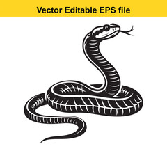 Vector art of snake coiled with tongue out isolated on white background long horn, , long horn