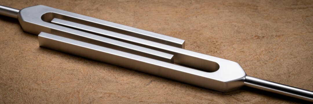 metal tuning forks used for tuning musical instruments, sound therapy, chakra healing or relaxation