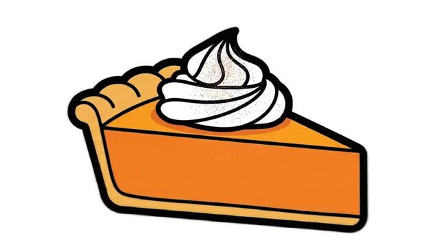 Animated Slice of Pumpkin Pie with Whipped Cream Topping in Bright Studio Style