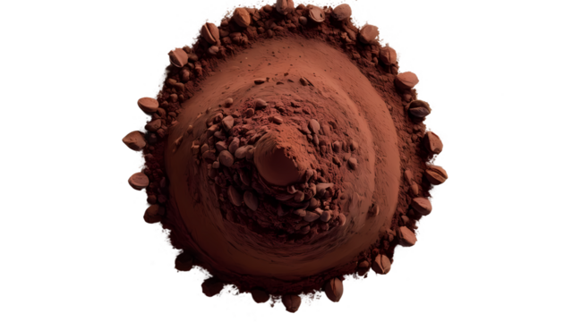 A mound of Cocoa Powder : A high-angle shot captures a rich, brown mound of cocoa powder, creating a captivating visual narrative of culinary ingredient
