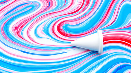 Red White and Blue Toothpaste Swirl, a Macro Image of a Colorful Toothpaste Tube and Contents for Dental Hygiene Concepts