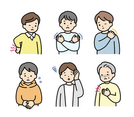 体、心の不調に悩む男性セット