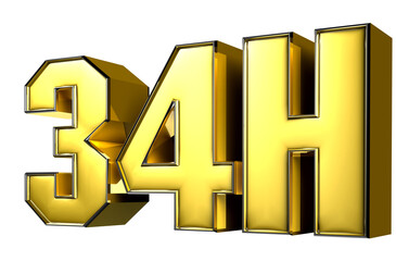 34H gold 3D illustration.