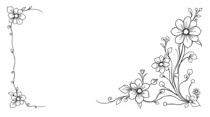 Set Hand Draw Of Corners Different Shapes Flower Decoration Vector Design Doodle Sketch Style For Wedding And Banner