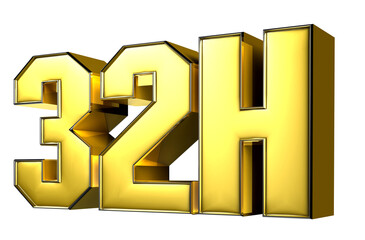 32H gold 3D illustration.
