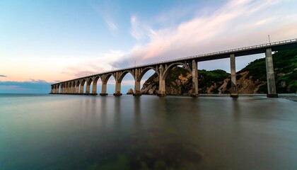 Fototapeta premium Coastal bridge at sunset