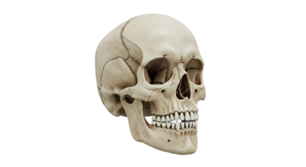 Detailed Human Skull Anatomical Study Isolated on Transparent Background High Resolution Three Dimensional Render