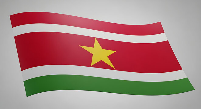 The National Flag of the Republic of Suriname Waving - Powered by Adobe