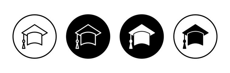 Education icon symbol for apps and websites. Graduation cap sign and symbol. Graduate. Students cap