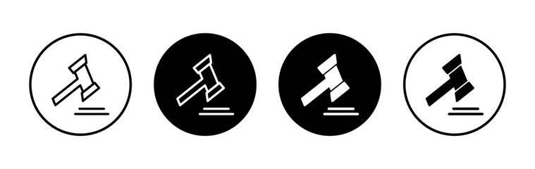 Gavel icon symbol for apps and websites. judge gavel sign and symbol. law icon. auction hammer