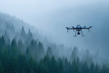 Fototapeta premium helicopter in the fog
