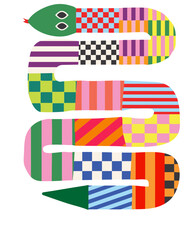 Fototapeta premium COLORFUL ABSTRACT PATTERN HAND-DRAWN SNAKE