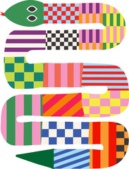 Fototapeta premium COLORFUL ABSTRACT PATTERN HAND-DRAWN SNAKE
