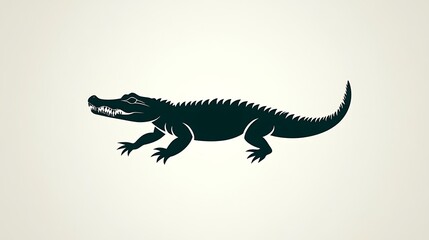 Fototapeta premium Stylized alligator silhouette emblem conveying strength and ancient wildlife energy