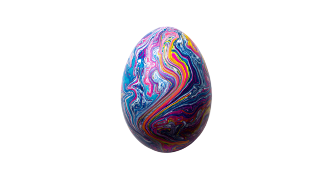 a colorful egg with a swirly design on it