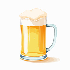 ジョッキに入った泡がもこもこのビール　水彩画風