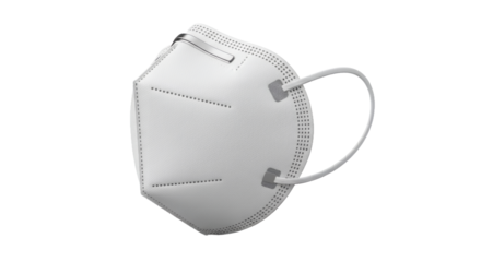 Detailed White Medical Face Mask on White Background for Health and Safety Equipments Protective Gear