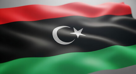 Libyan Flag Waving Proudly Illustrates National Identity and Heritage