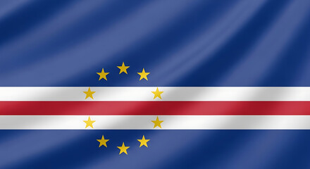 Cape Verde flag waving in the wind with vibrant colors