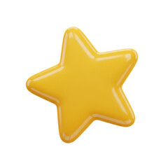 Shiny Golden 3D Star Symbol Representing Quality, Achievement, and Celebration,transparent background