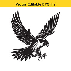 Obraz premium Vector art of falcon in flight, isolated on white background long horn, , long horn