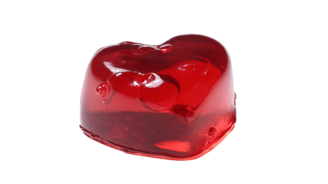 a heart shaped jelly with a red liquid inside - Powered by Adobe